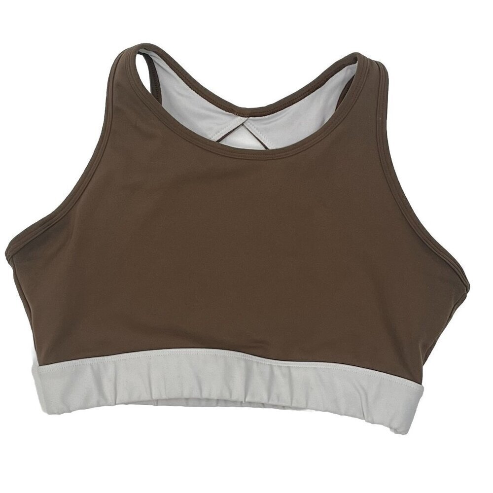 Nvgtn Agility Sports Bra Brown White Sz Small